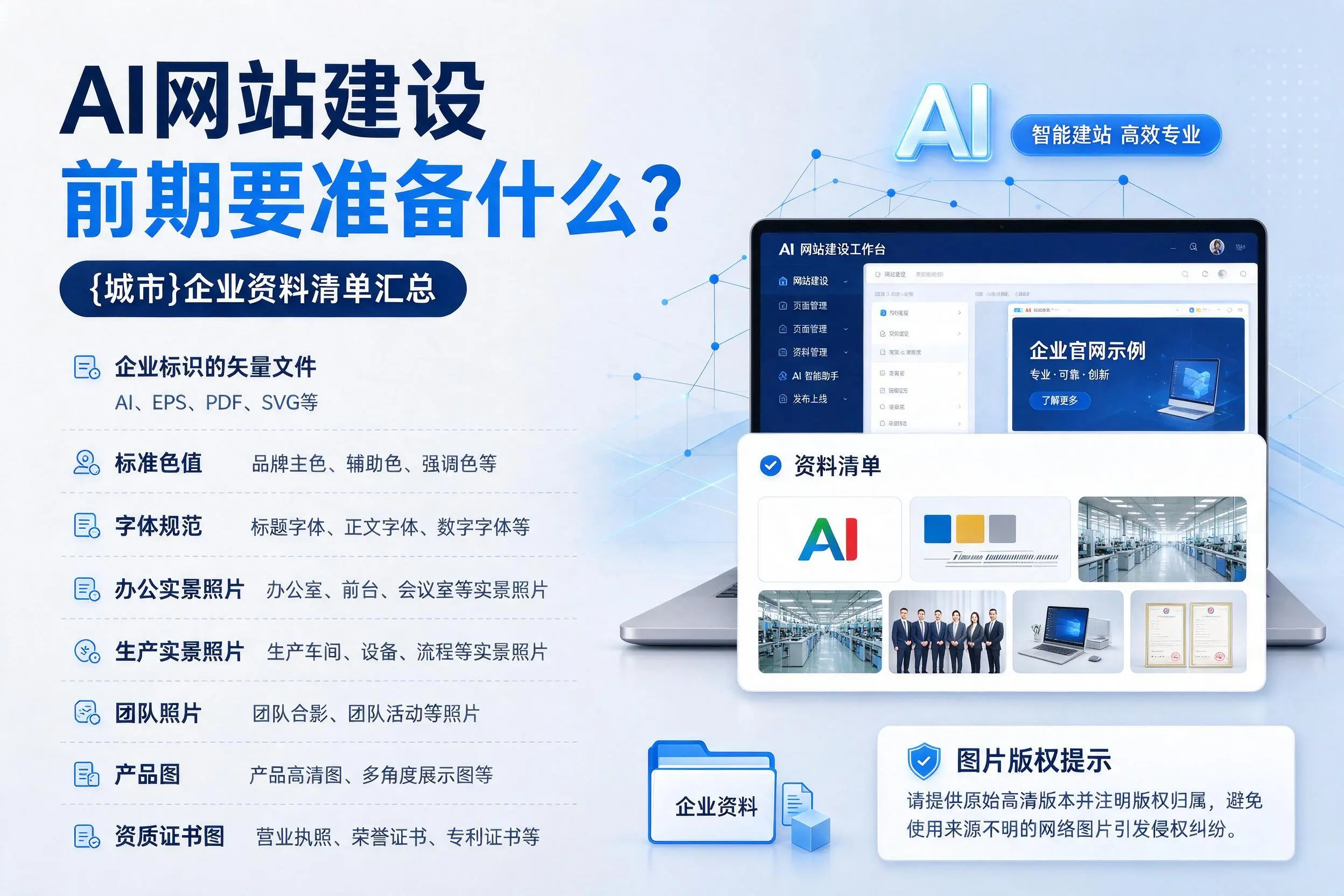 AI网站建设前期要准备什么？重庆城区企业资料清单汇总