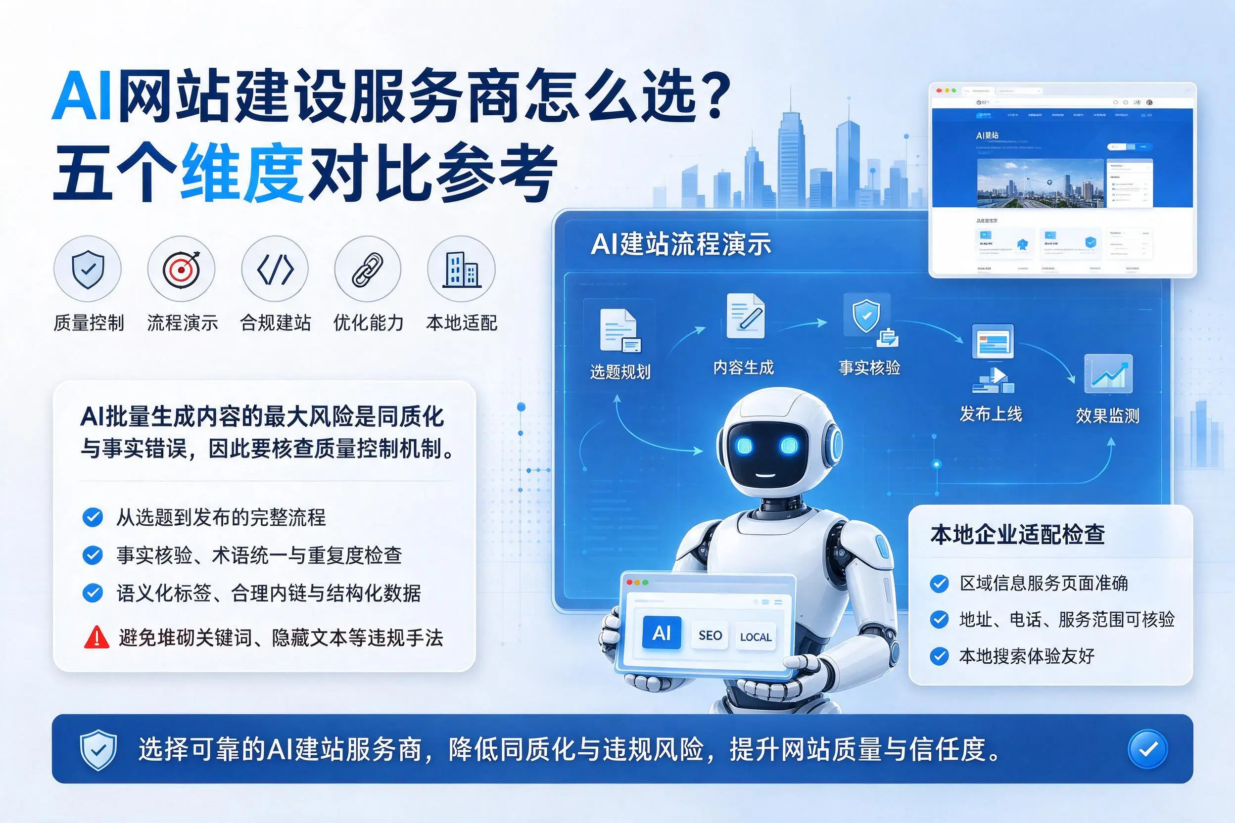重庆城区AI网站建设服务商怎么选?五个维度对比参考